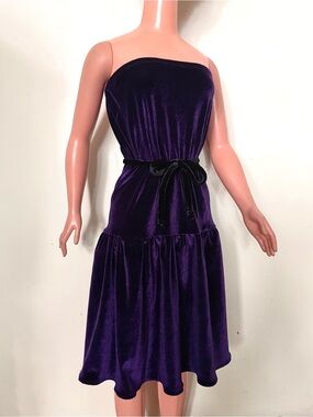 Purple Velvet Mini Dress with Ruffle, for My Size Barbie Doll 36". New